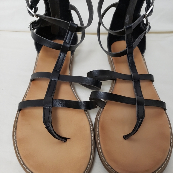 Old Navy Gladiator Sandals Leather Black Women Size 10 Excellent Shape - Picture 6 of 7
